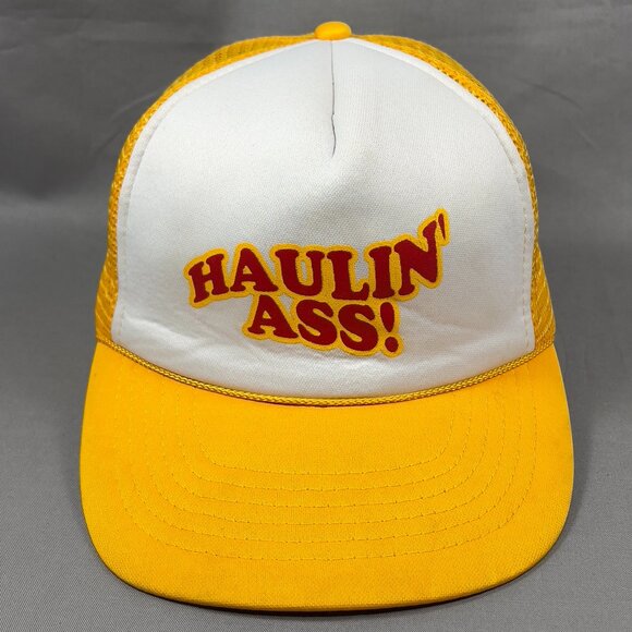 Hauling Ass Snapback Cap Hat Yellow KC Rope Foam Trucker Mesh Retro Dad Mens - Picture 1 of 14
